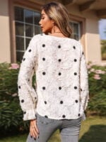 Sheer ruffle sleeve polka dot shirt