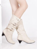 Simple Wedge Buckle Boots