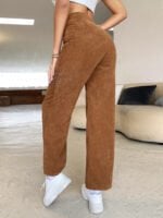 Simple corduroy straight-leg trousers