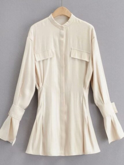 Wholesale Round Neck Long Sleeve Shirt Dress