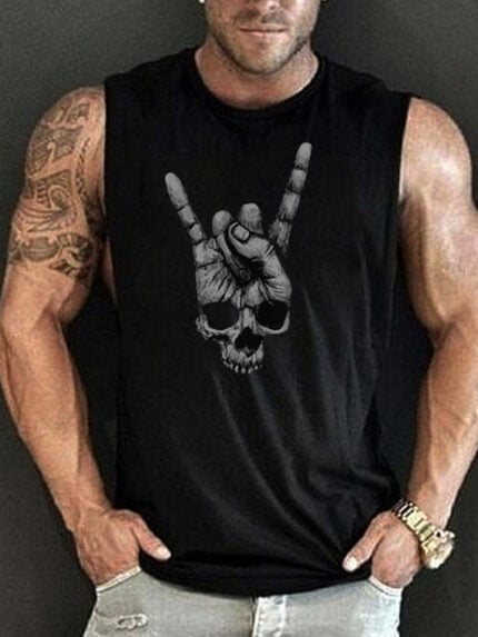 Wholesale Skull print sleeveless tank top