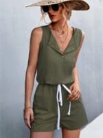 Sleeveless Button Casual Jumpsuit