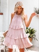 Sleeveless Chiffon Ruffles Layered Casual Dress