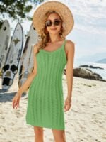 Wholesale Slim Fit Twist Knit Sling Beach Dress