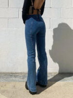 Slim Line Button Micro-Flare Jeans