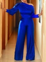 Wholesale Sloping Shoulder Puff Sleeve Jumpsuit