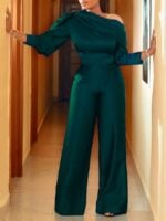 Wholesale Sloping Shoulder Puff Sleeve Jumpsuit