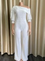 Wholesale Sloping Shoulder Puff Sleeve Jumpsuit