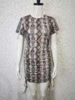 Wholesale Snake Print Crew Neck Slim Dress