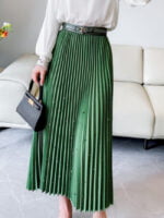 Solid Color Beaded Pleated Skirt