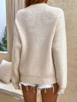 Solid Color Button Pullover Sweater