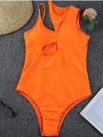 Wholesale Solid Color Cutout One Piece Swimsuit