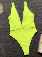 Wholesale Solid Color Deep V One Piece Swimsuit