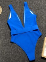 Wholesale Solid Color Deep V One Piece Swimsuit