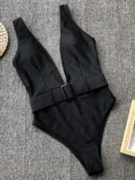 Wholesale Solid Color Deep V One Piece Swimsuit