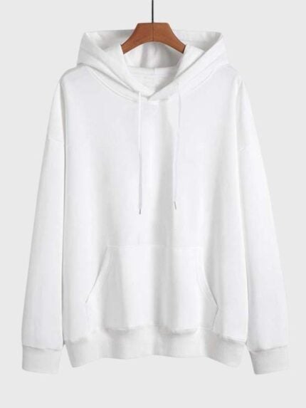 Solid Color Drawstring Fleece Blank Hoodie