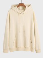 Solid Color Drawstring Fleece Blank Hoodie