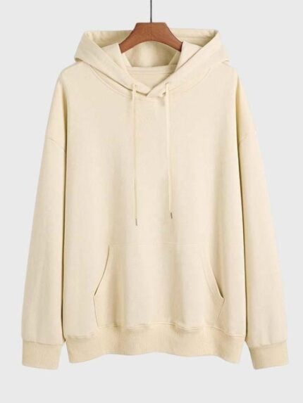 Solid Color Drawstring Fleece Blank Hoodie