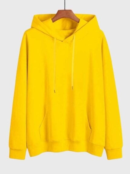 Solid Color Drawstring Fleece Blank Hoodie