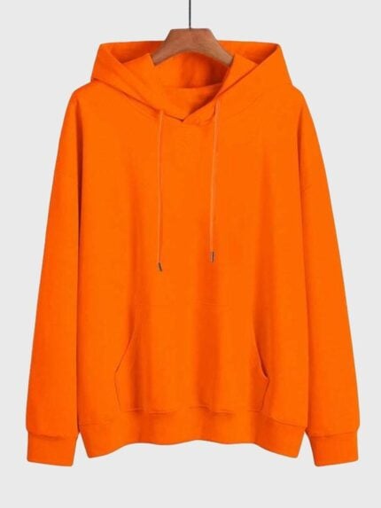 Solid Color Drawstring Fleece Blank Hoodie