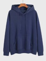 Solid Color Drawstring Fleece Blank Hoodie