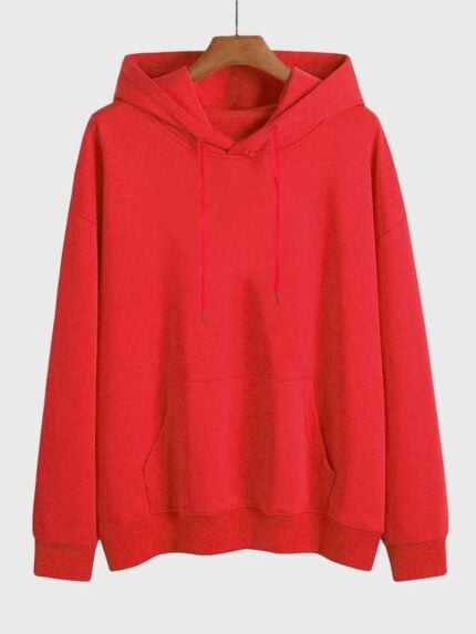 Solid Color Drawstring Fleece Blank Hoodie