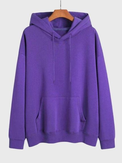 Solid Color Drawstring Fleece Blank Hoodie