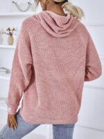 Solid Color Knit Drawstring Hoodie