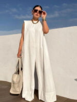 Solid Color Loose Sleeveless Jumpsuit