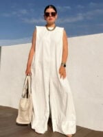 Solid Color Loose Sleeveless Jumpsuit