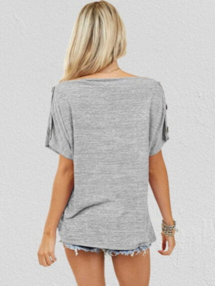 Wholesale Solid Color Off Shoulder Casual T-Shirt