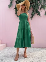 Wholesale Solid Color One Shoulder Casual Dress