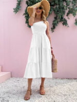 Wholesale Solid Color One Shoulder Casual Dress