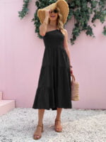 Wholesale Solid Color One Shoulder Casual Dress