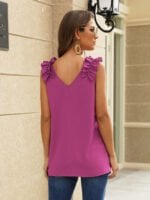 Solid Color Pleated V-Neck Shirt Vest