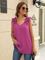 Solid Color Pleated V-Neck Shirt Vest