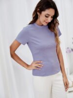 Wholesale Solid Color Ribbed Slim-Fit T-Shirt