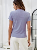 Wholesale Solid Color Ribbed Slim-Fit T-Shirt