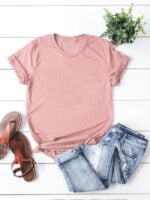 Solid Color Round Neck Short Sleeve T-Shirt