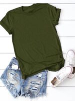 Solid Color Round Neck Short Sleeve T-Shirt