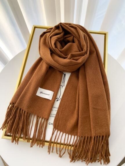 Solid Color Simple Fringe Hem Scarf