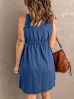 Wholesale Solid Color Sleeveless Button Dress