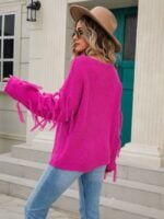 Solid Color Tassel Panel Loose Sweater