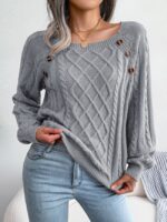 Solid Color Twist Knit Pullover Sweater