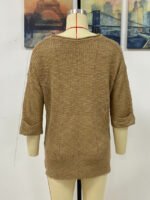 Wholesale Solid Color V-Neck Loose Knit Top