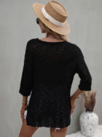 Wholesale Solid Color V-Neck Loose Knit Top