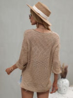 Wholesale Solid Color V-Neck Loose Knit Top