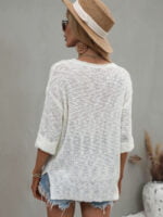 Wholesale Solid Color V-Neck Loose Knit Top