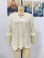 Wholesale Solid Color V-Neck Loose Knit Top