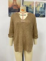 Wholesale Solid Color V-Neck Loose Knit Top